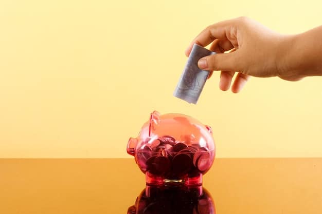 A close-up image of a hand placing coins into a piggy bank, symbolizing saving for retirement. The background is blurred, with subtle hints of graphs and charts, representing investment growth and financial planning. The lighting is soft and warm, creating a sense of security and future prosperity.