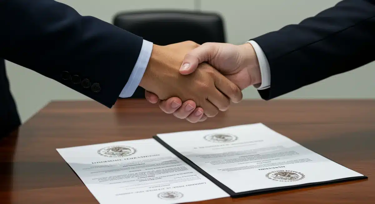 Manos cerrando acuerdo de reestructuración de deuda automotriz