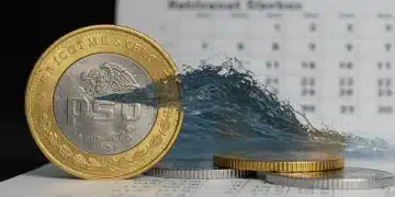 Moneda de peso mexicano siendo erosionada por la inflación, con estados de cuenta de retiro y un calendario resaltando los próximos tres meses.