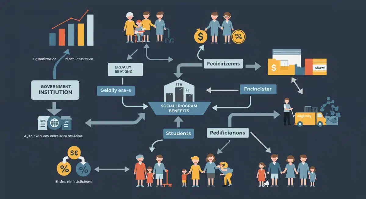 Infografía detallando el flujo de beneficios de programas sociales a la población mexicana.