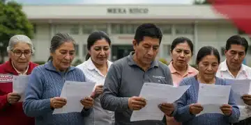 Ciudadanos mexicanos revisando documentos para programas sociales 2025