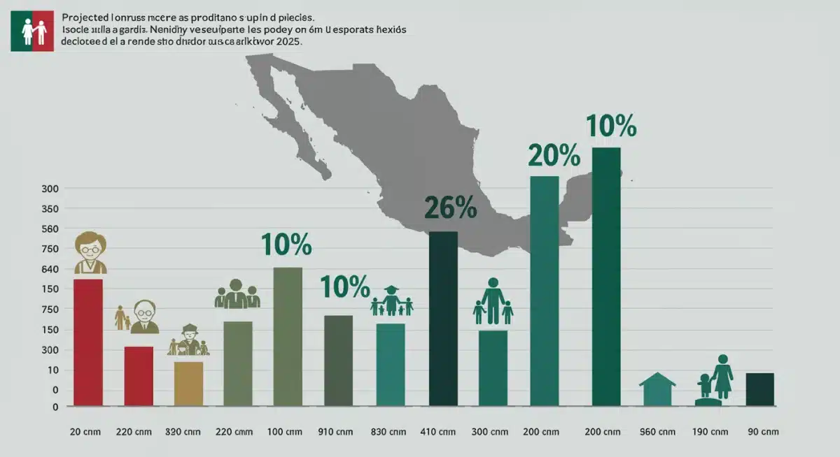 Gráfico que muestra el aumento proyectado del 10% en apoyos de programas sociales para 2025 en México.