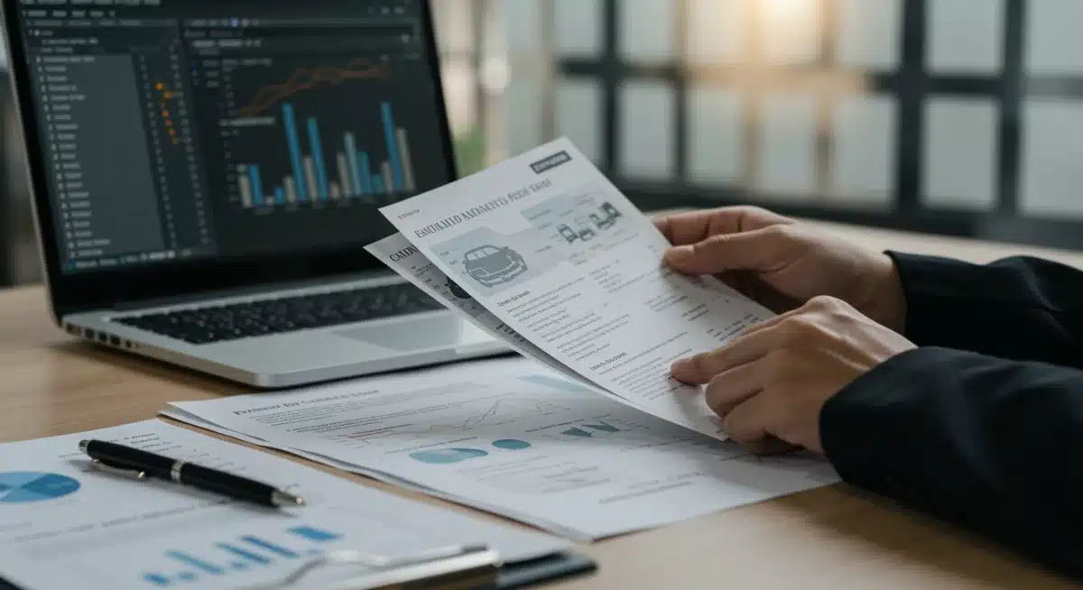 Documentos financieros organizados para solicitud de crédito automotriz.