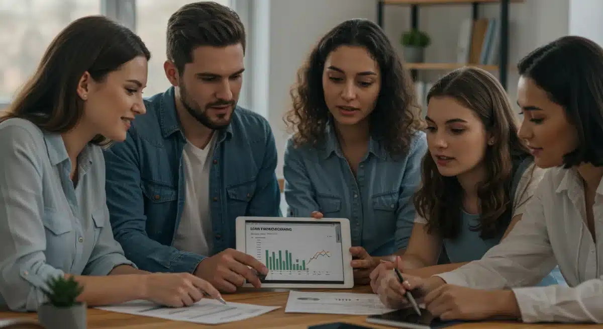 Personas revisando opciones de financiamiento automotriz, comparando tasas de interés y condiciones para tomar una decisión informada.