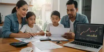 Familia mexicana analizando opciones de plazos de crédito hipotecario en 2026 en su hogar.