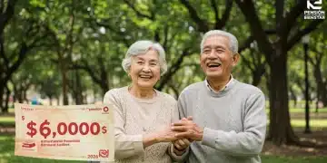 Pareja de adultos mayores felices recibiendo su apoyo de la Pensión Bienestar 2026.