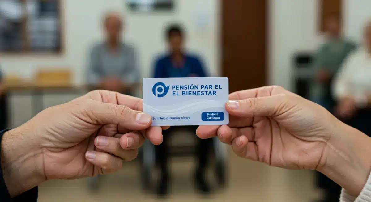 Tarjeta del Bienestar en manos de un adulto mayor, símbolo de pago seguro.