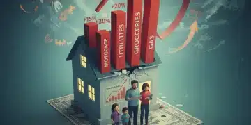 Gráfico de inflación afectando el costo de una casa y crédito hipotecario.