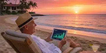 Persona jubilada disfrutando de un atardecer en la playa en México, simbolizando un retiro cómodo y seguro.