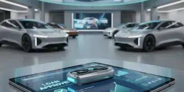 Llave de coche moderna sobre tableta mostrando aprobación rápida de crédito automotriz.