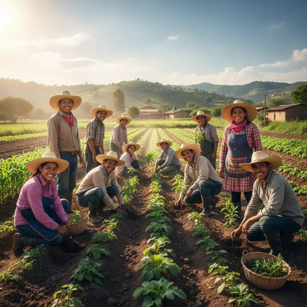 Productores mexicanos colaborando en la siembra de árboles y cultivos.