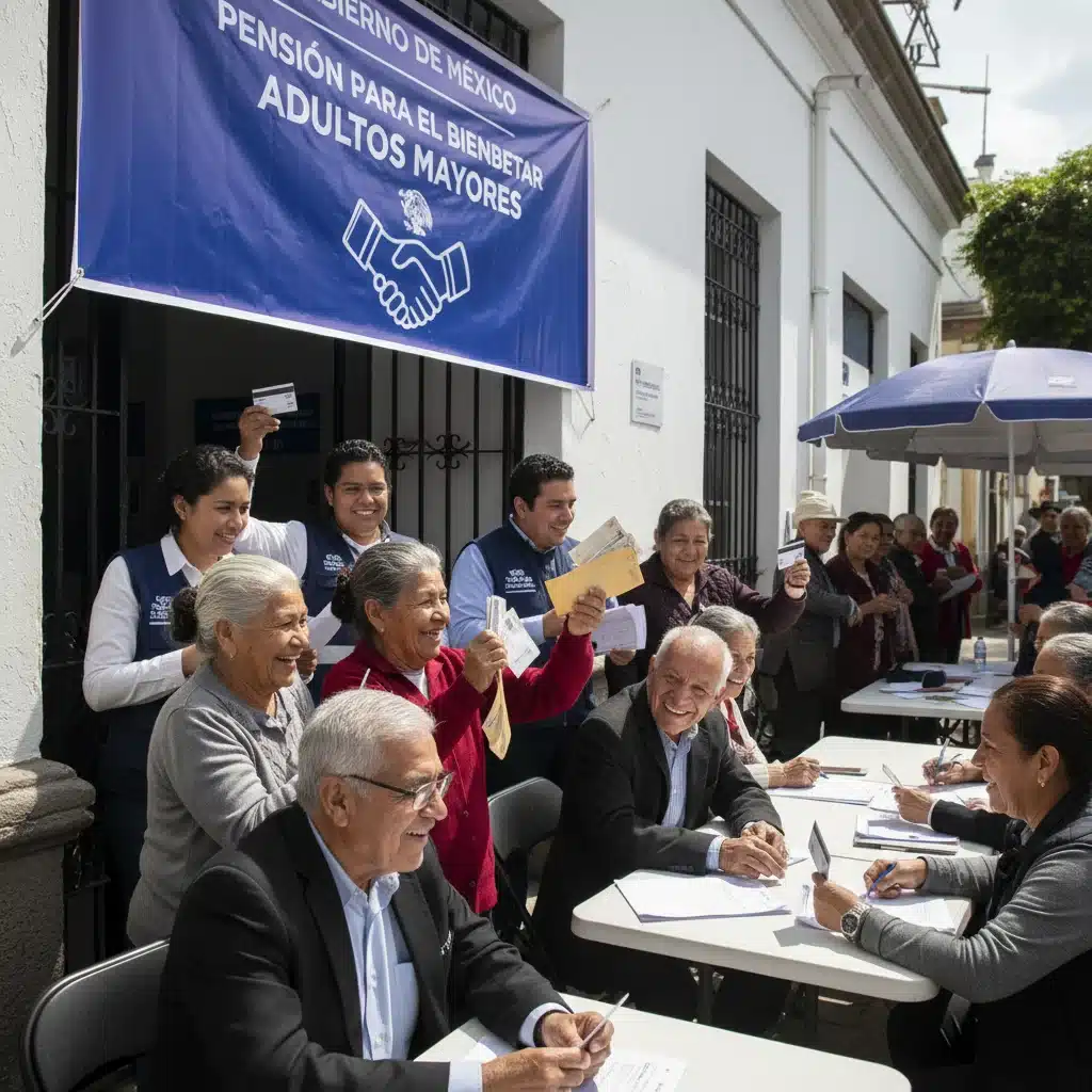 Adultos mayores recibiendo su Pensión del Bienestar 2026