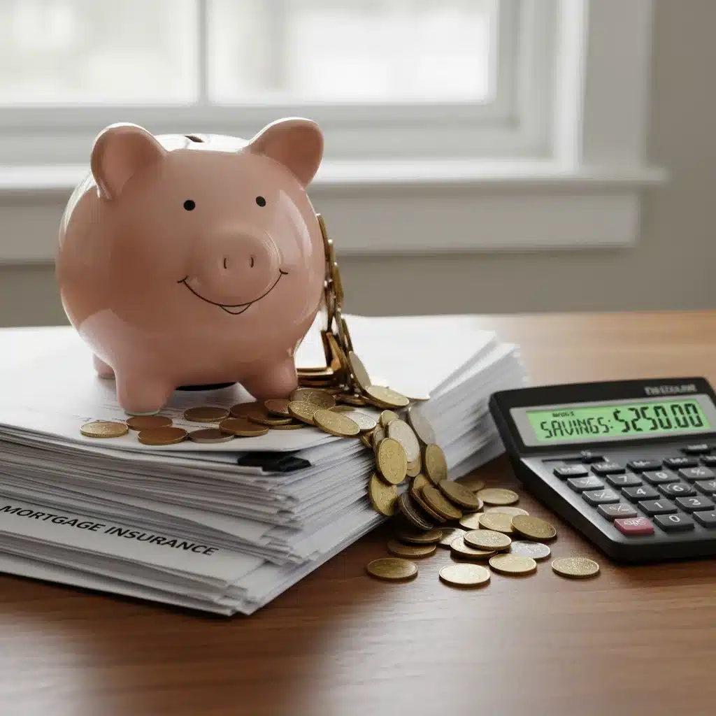 Ahorro en primas de seguros hipotecarios representado por una alcancía llena de monedas.