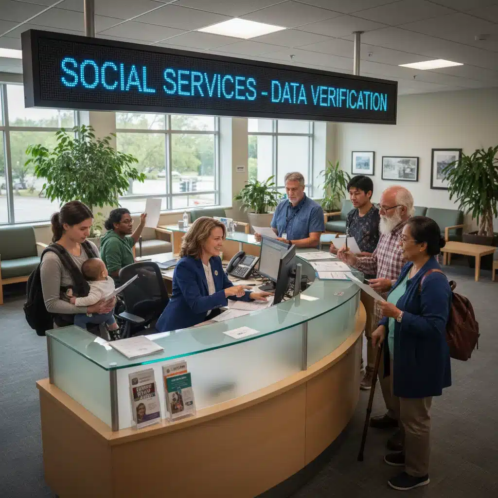 Beneficiarios consultando a un oficial sobre verificación de datos