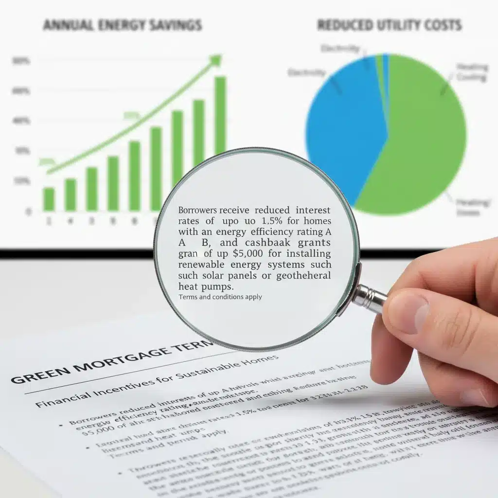 Análisis de términos de crédito hipotecario verde y ahorro energético.