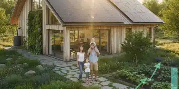 Casa ecológica con paneles solares, representando los beneficios de los créditos hipotecarios verdes en México.