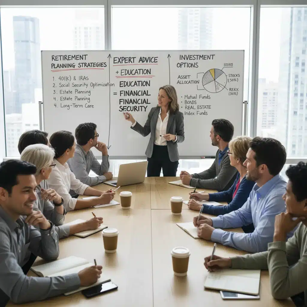 Grupo de personas aprendiendo sobre estrategias de inversión y planificación para el retiro.