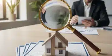 Modelos de casas sobre documentos de seguros, representando la protección de la inversión hipotecaria.