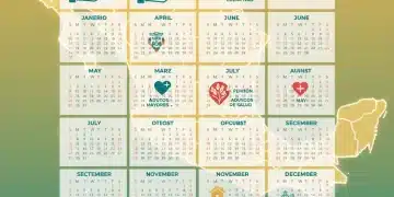 Calendario de pagos 2026 para programas sociales en México, con iconos representativos de apoyos económicos, becas y pensiones.