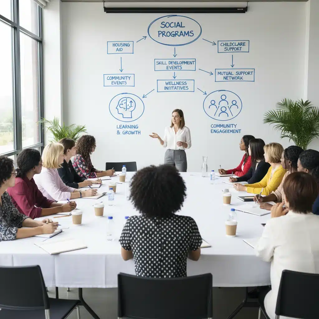 Mujeres participando en un taller informativo sobre beneficios de programas sociales.